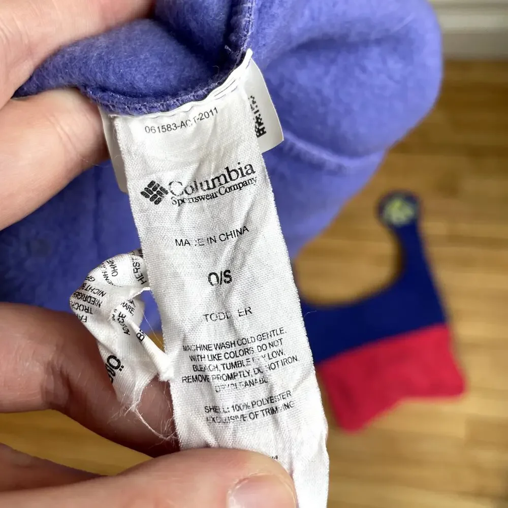 Columbia set of two kids winter beanie hat‎ closure puppy paw toddler OS
